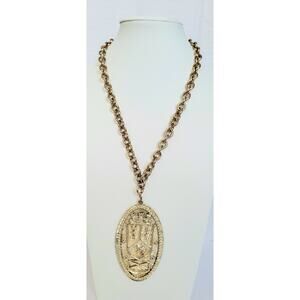 Vintage Emmons Medallion Token Necklace Gold